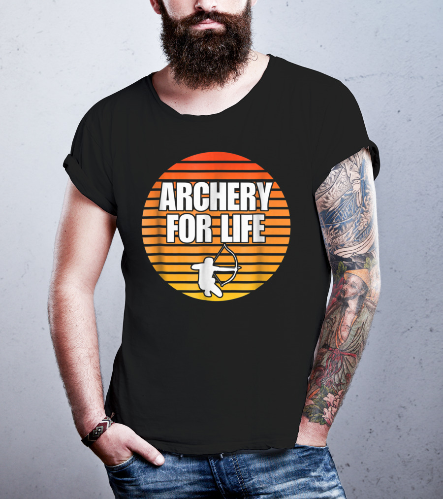 Archery For Life Sunset Silhouette Bow And Arrow T-Shirt