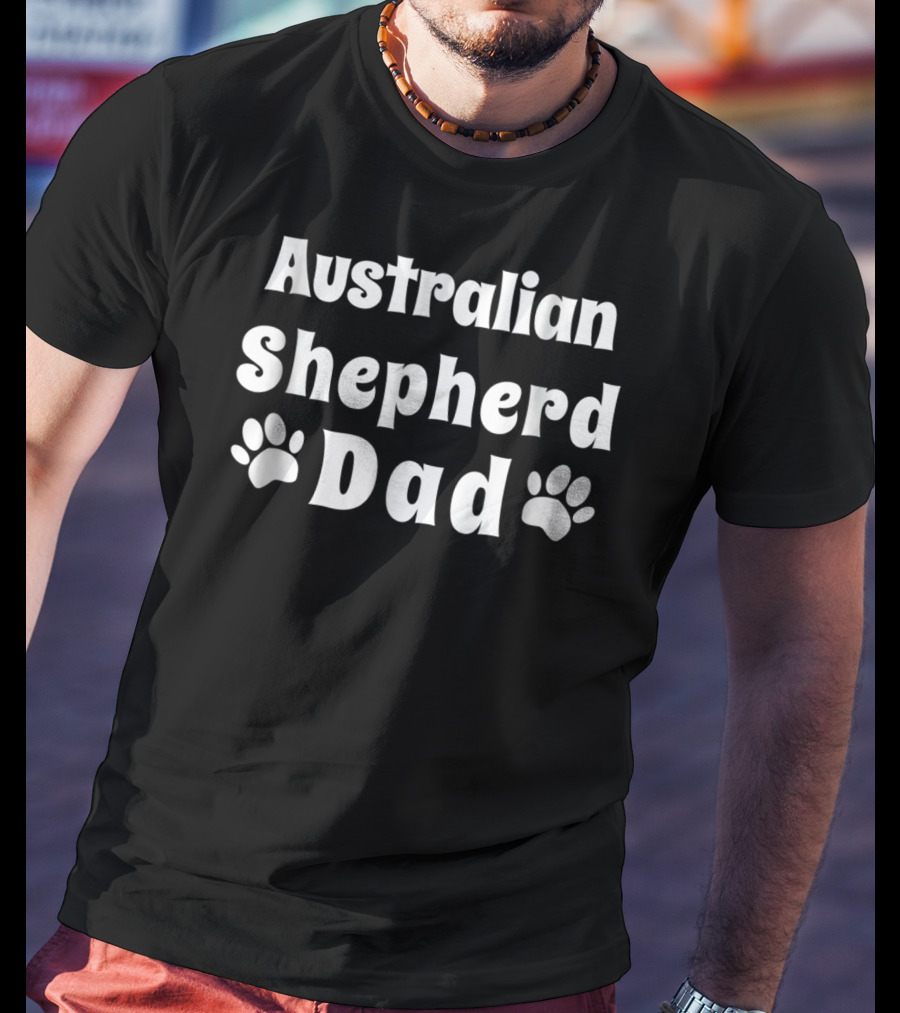 Australian Shepherd Dad Paw Prints T-Shirt