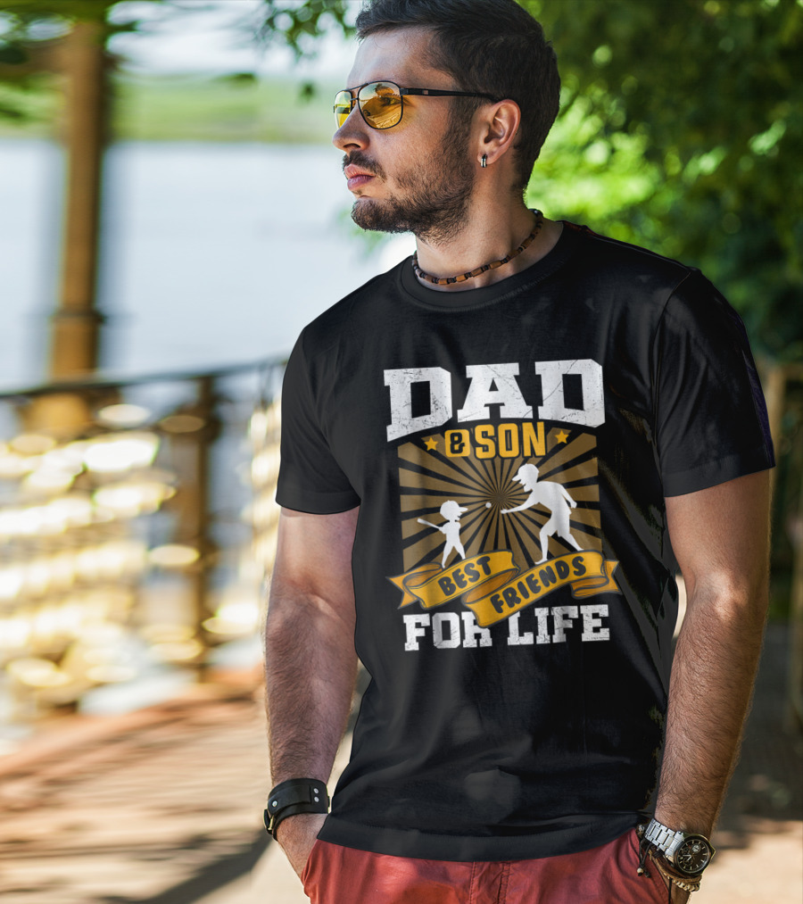 Dad And Son Best Friends For Life Baseball T-Shirt