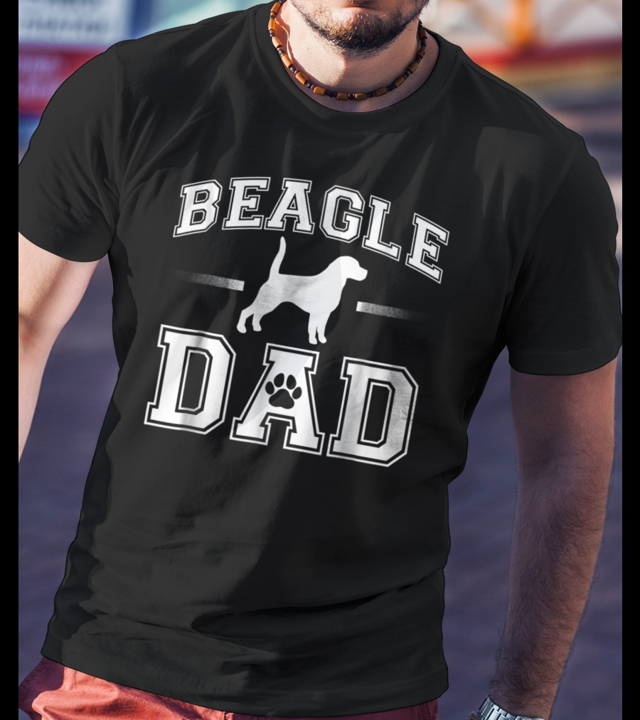 Beagle Dad Paw Print Cool Dog Dad T-Shirt