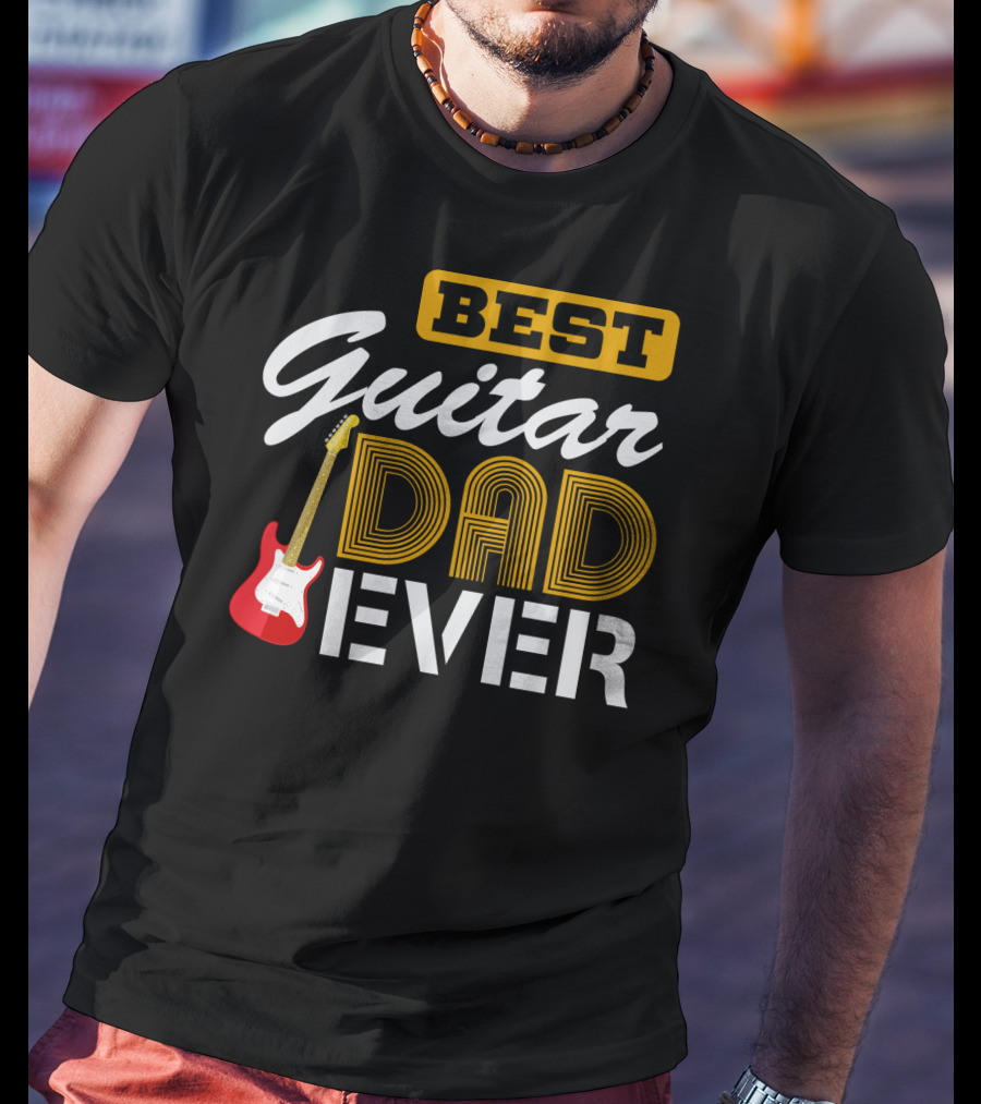 BEST Guitar Dad Ever With Red Electric Guitar T-Shirt