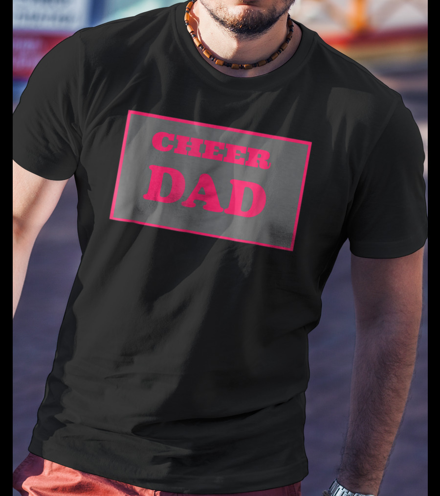 CHEER DAD Pink Block Letters T-Shirt