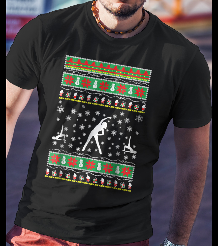 Aerobics Ugly Christmas Sweater Style Snowmen Santa Presents T-Shirt