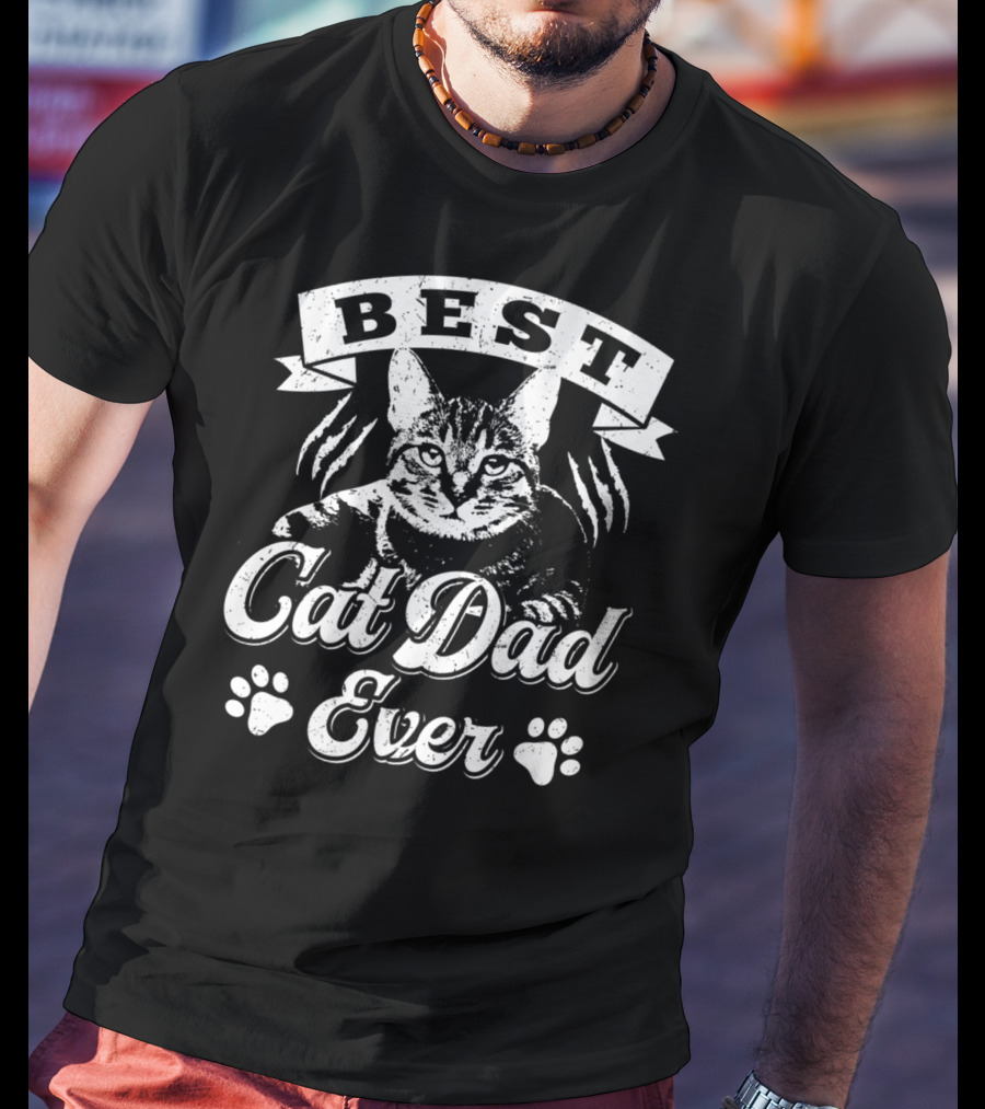 Best Cat Dad Ever Father's Shirt Awesome Cat Mens T-Shirt