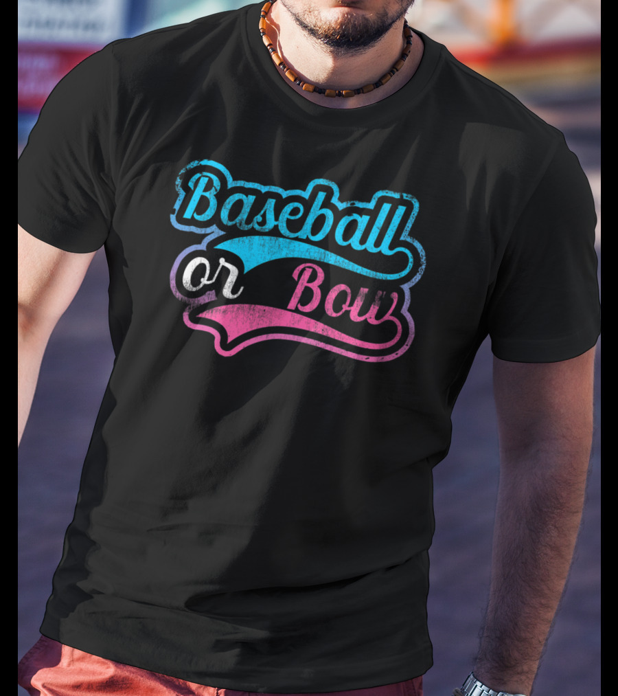 Baseball Or Bow Pregnancy Gender Reveal Baby T-Shirt