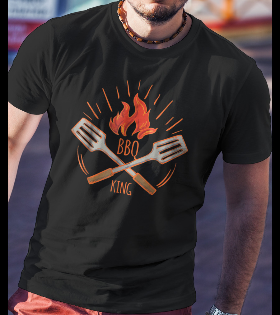 BBQ King Vintage Hot Flames Barbecue Grill Grilling Spatulas T-Shirt