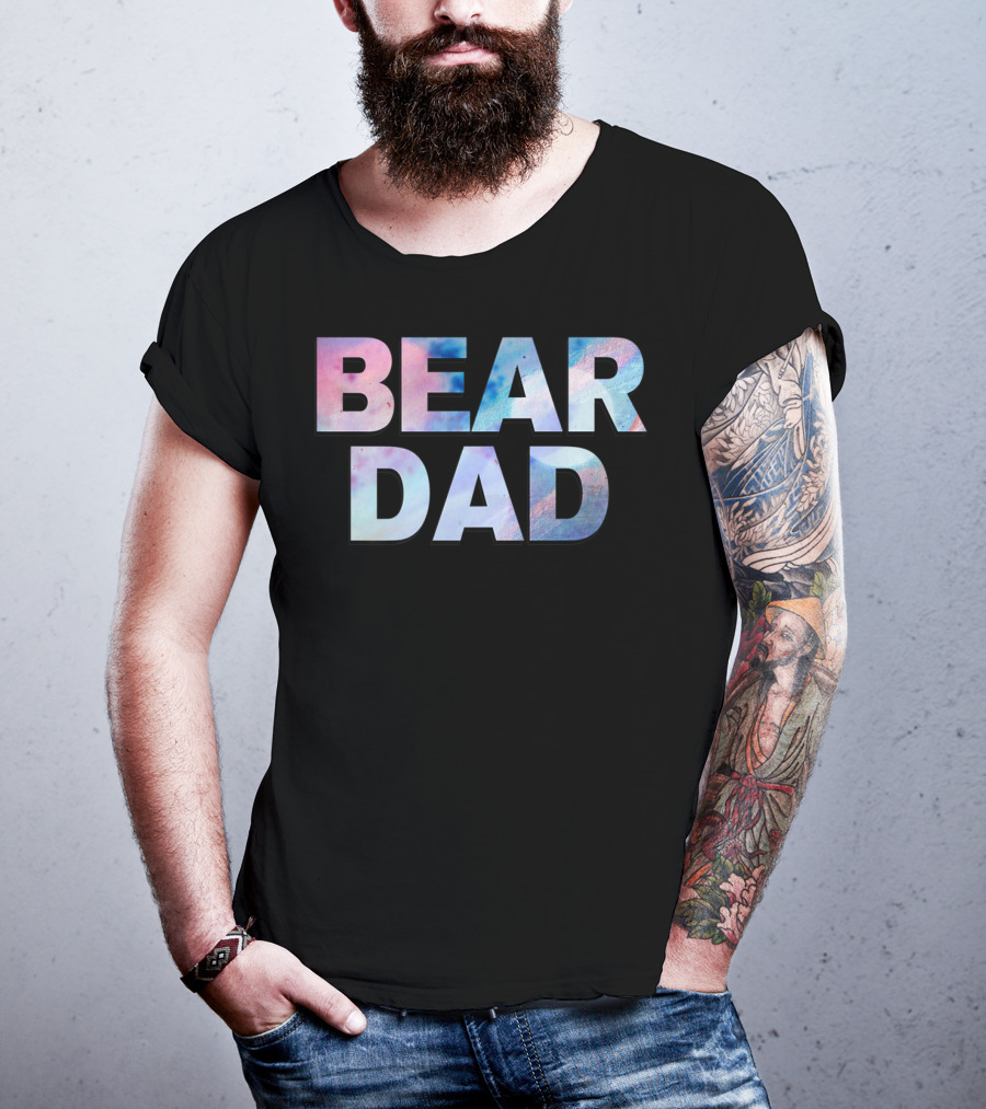 Bear Dad Pastel Text T-Shirt