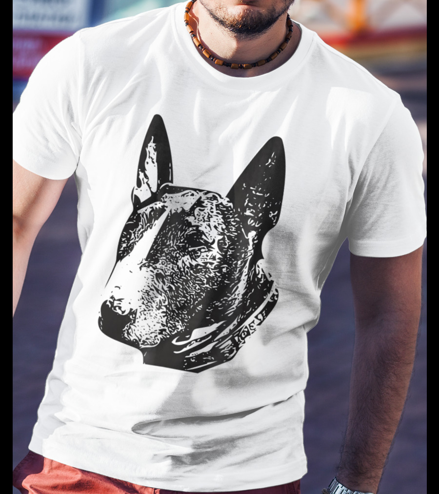 Brindle Bull Terrier Dog Mom Or Dad Head T-Shirt