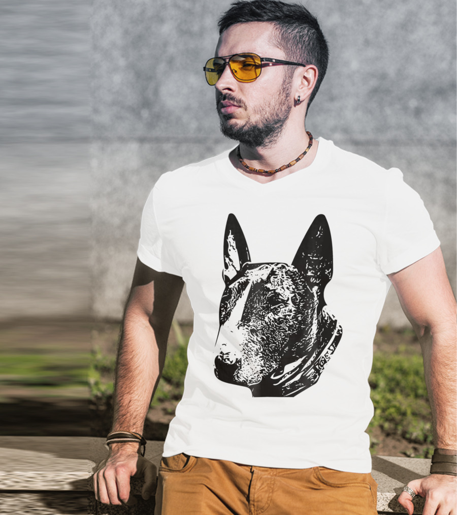 Brindle Bull Terrier Dog Mom Or Dad Head T-Shirt