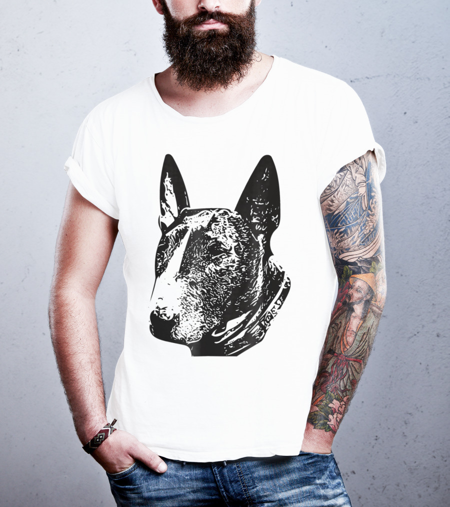 Brindle Bull Terrier Dog Mom Or Dad Head T-Shirt