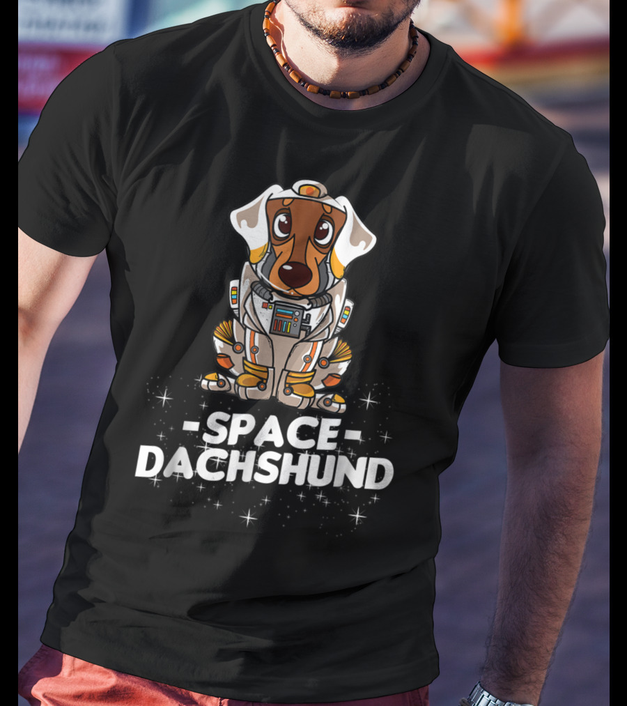 Space Dachshund In Christmas Suit T-Shirt