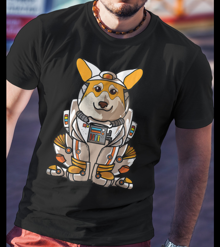 Christmas Space Welsh Corgi Astronaut Suit Dog T-Shirt