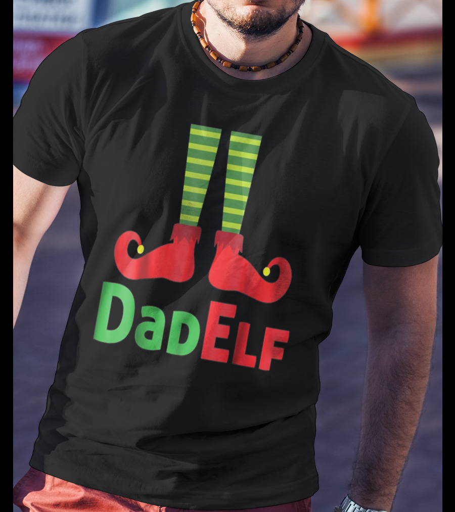 Dad Elf Christmas Family Matching Pajama Party T-Shirt