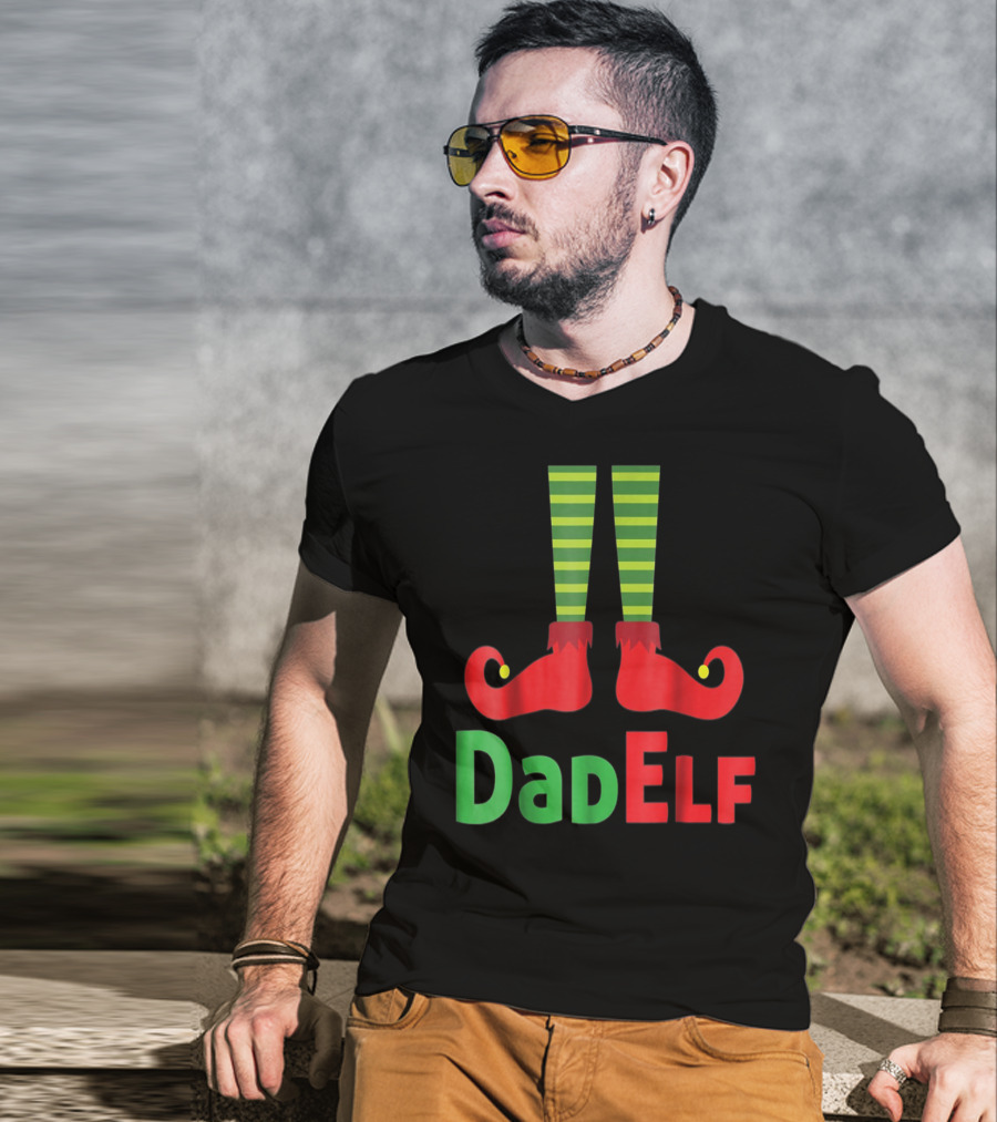 Dad Elf Christmas Family Matching Pajama Party T-Shirt
