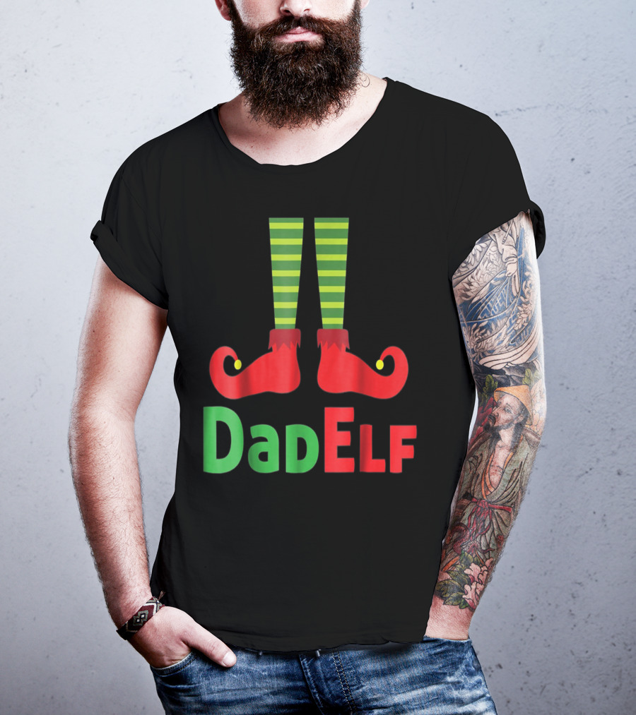 Dad Elf Christmas Family Matching Pajama Party T-Shirt