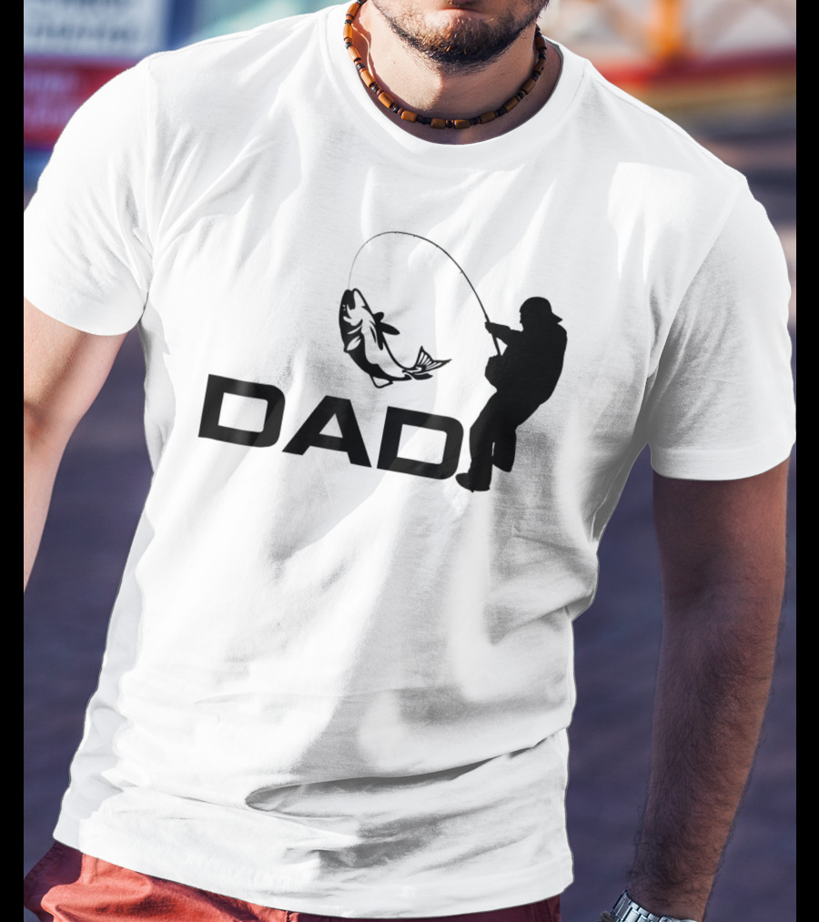 Dad Fishing Fisherman Silhouette Catching Fish 031 T-Shirt