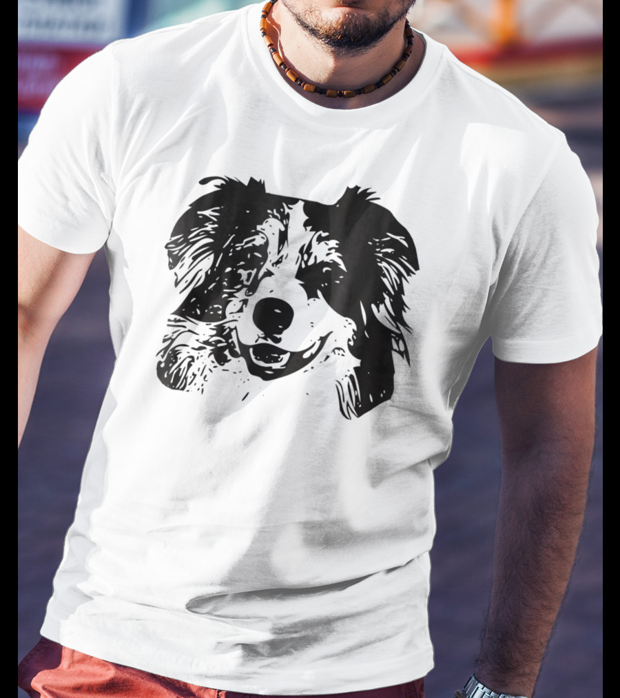 Australian Shepherd Dog Mom Or Dad Happy Face T-Shirt
