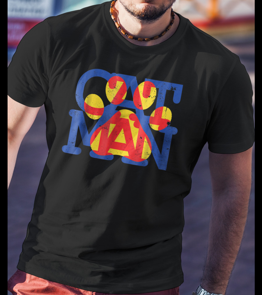 Cat Man Paw Print Graphic Cat Dad21 T-Shirt