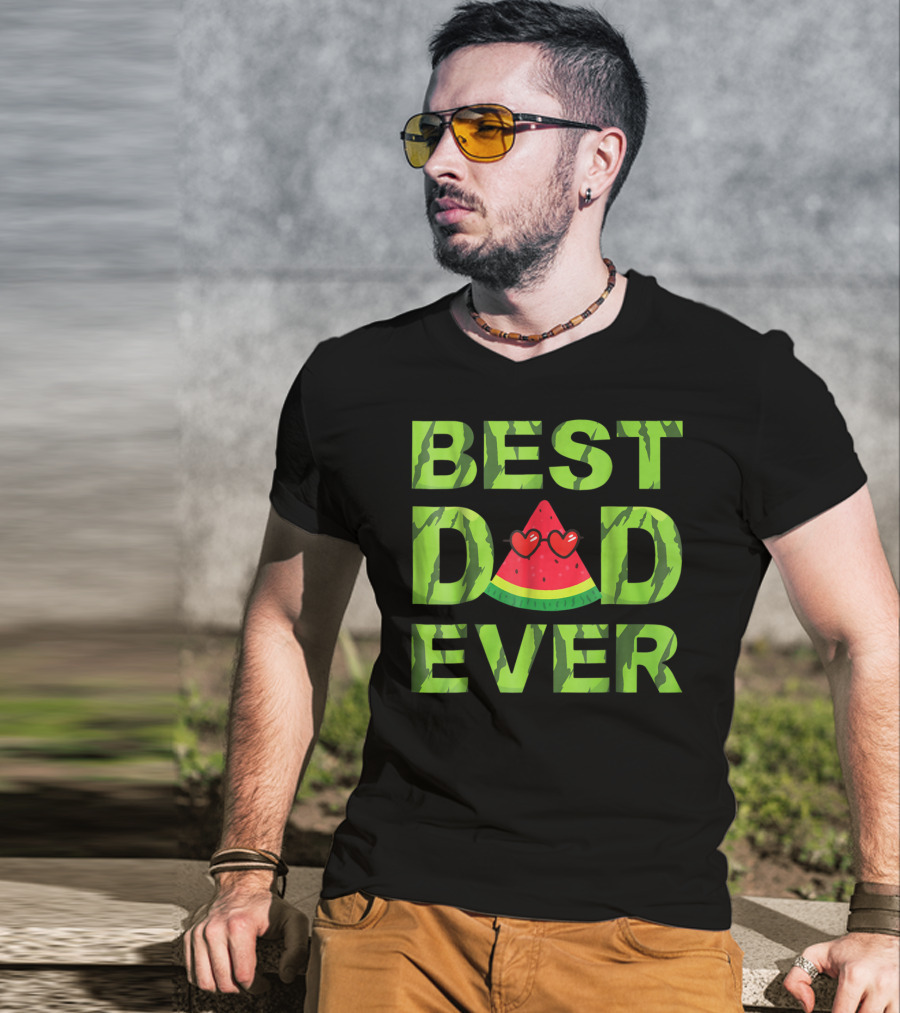 Best Dad Ever Watermelon Heart Eyes T-Shirt