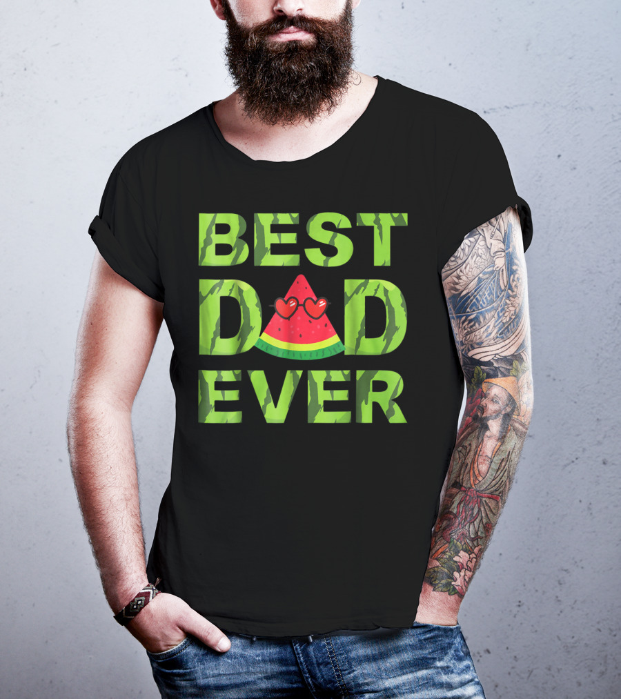 Best Dad Ever Watermelon Heart Eyes T-Shirt