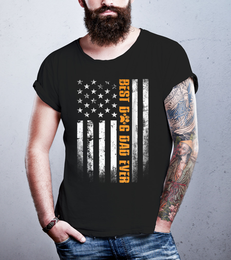 Best Dog Dad Ever American Flag Patriotic Tees83 T-Shirt
