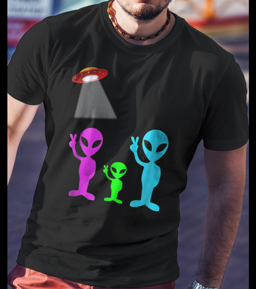 Alien Visitors Fun Space Science Wear Lt88 Peaceful Encounters T-Shirt