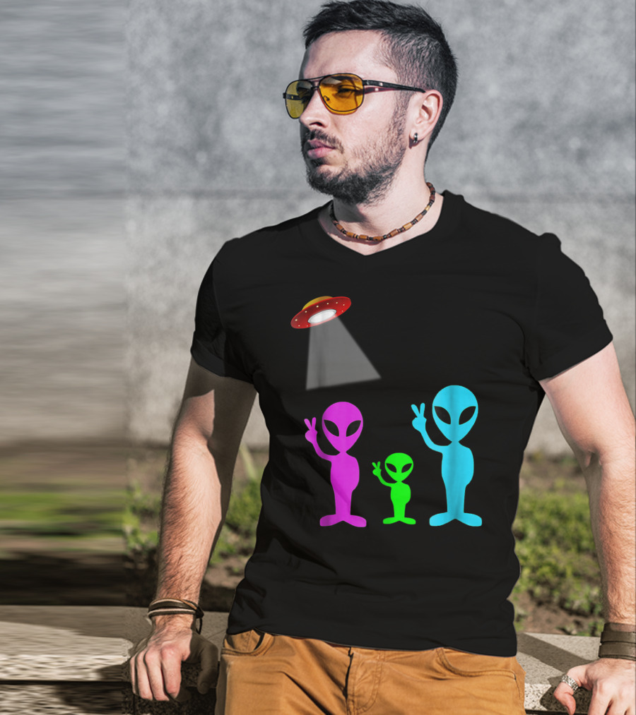 Alien Visitors Fun Space Science Wear Lt88 Peaceful Encounters T-Shirt