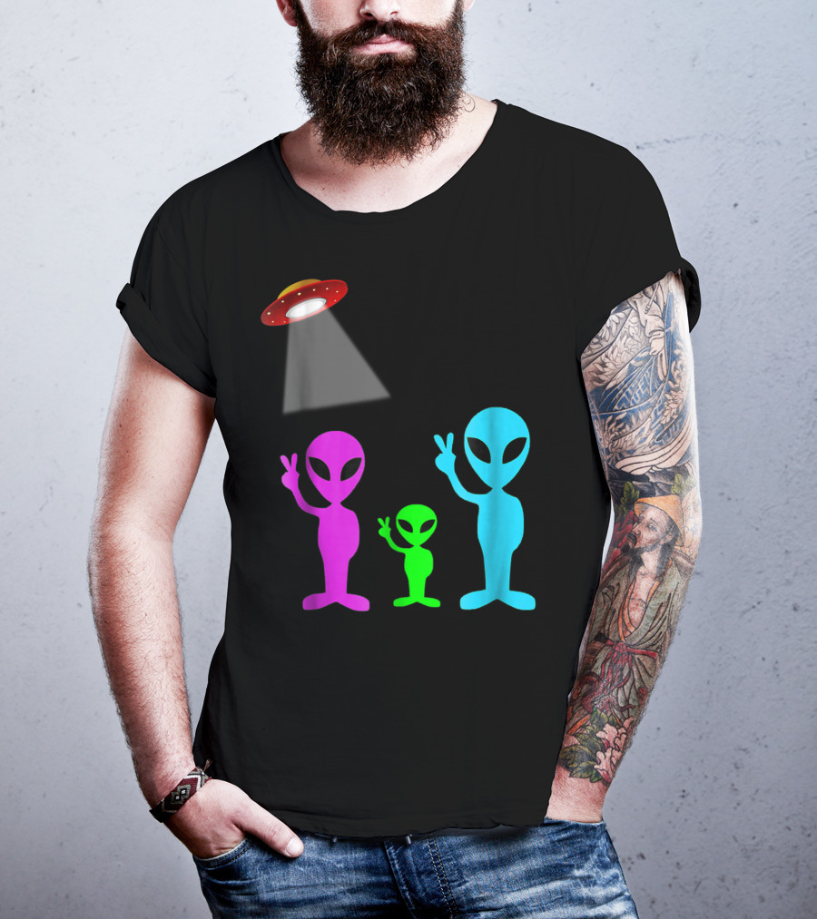 Alien Visitors Fun Space Science Wear Lt88 Peaceful Encounters T-Shirt