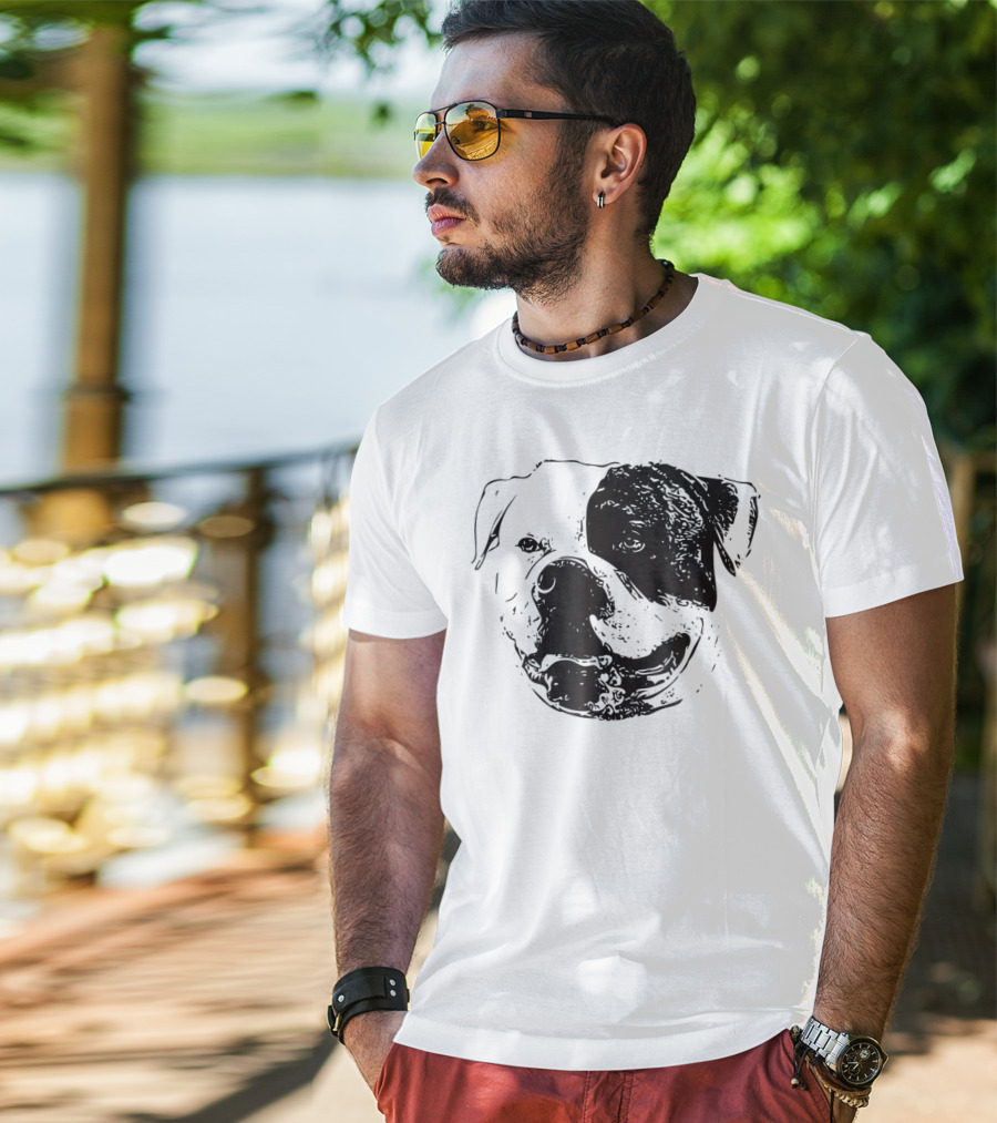 American Bulldog Dog Mom Or Dad Face T-Shirt