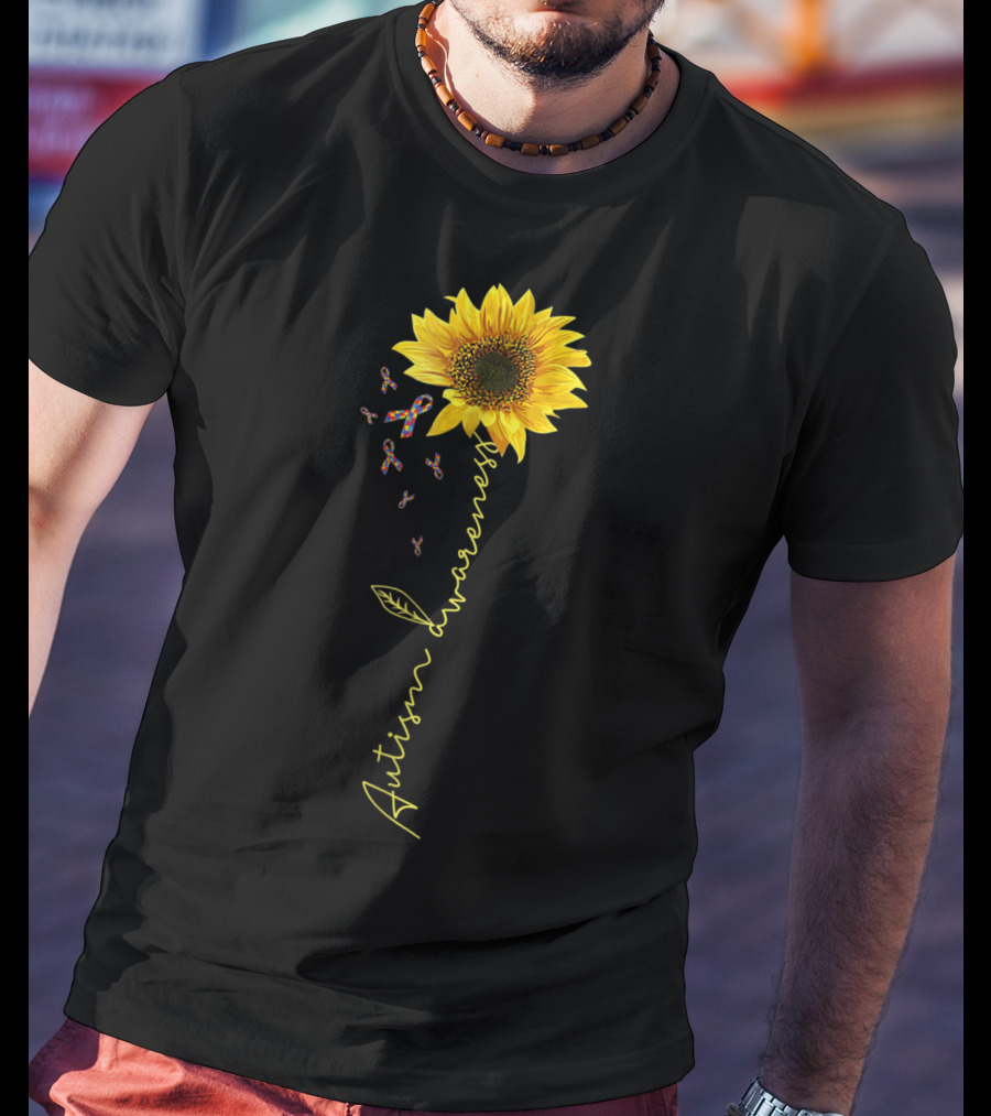 Autism Awareness Sunflower Puzzle Ribbon Kids69 T-Shirt