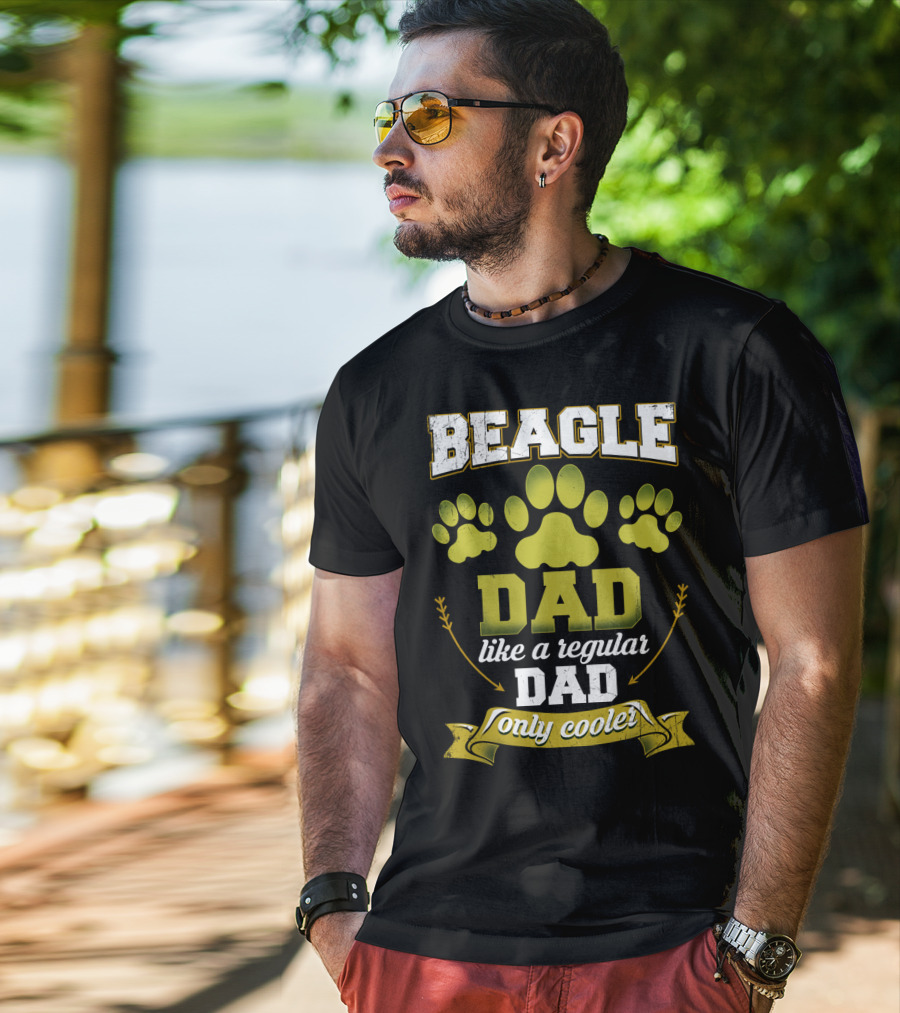 Beagle Dad Like A Regular Dad Only Cooler Paw Prints T-Shirt