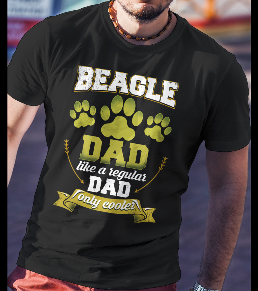Beagle Dad Like A Regular Dad Only Cooler Paw Prints T-Shirt