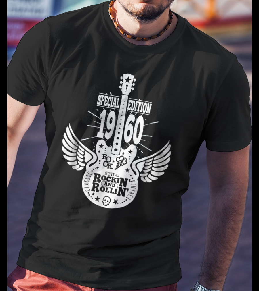 Special Edition 1960 Vintage Classic Rock And Roll Winged Guitar T-Shirt