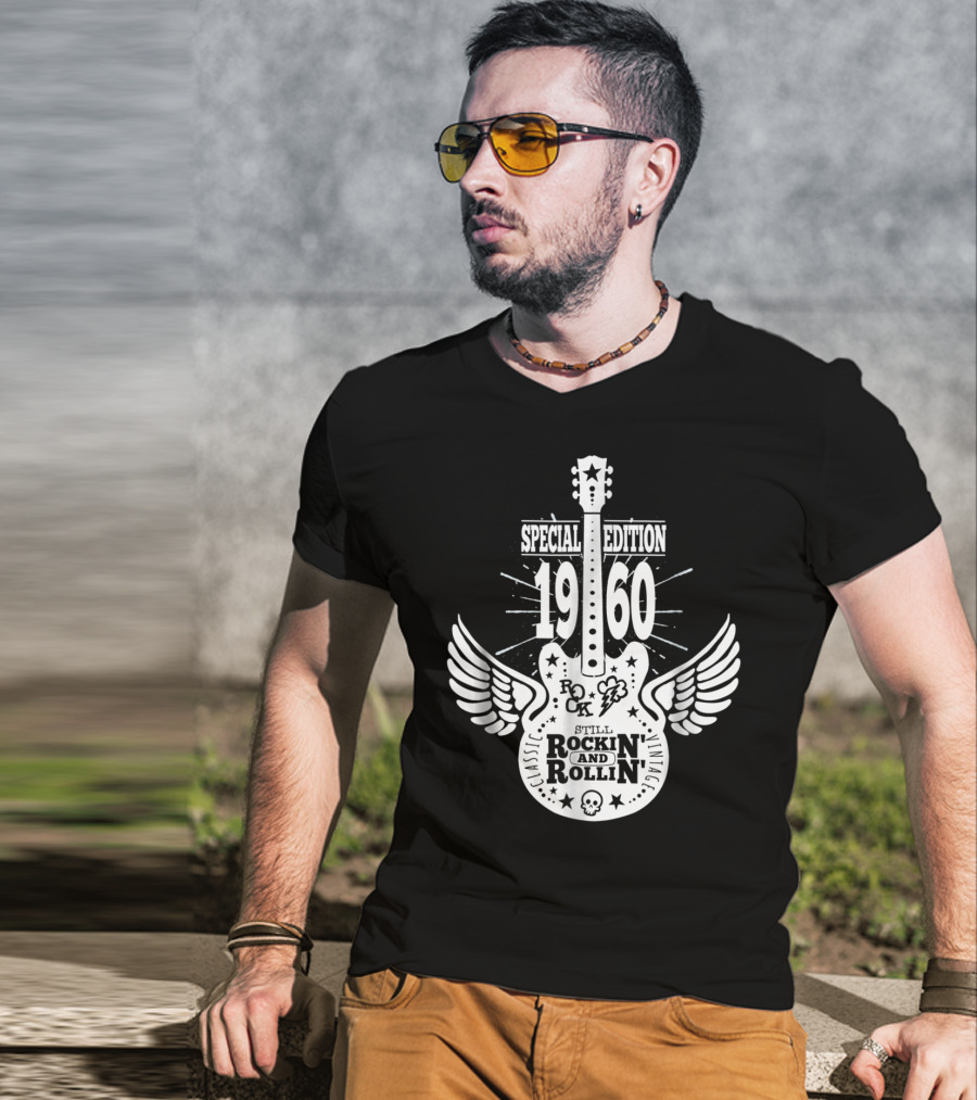 Special Edition 1960 Vintage Classic Rock And Roll Winged Guitar T-Shirt