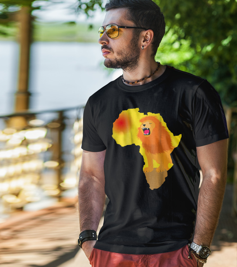 Africa Lion Map Big Five Safari Dad South Animals T-Shirt