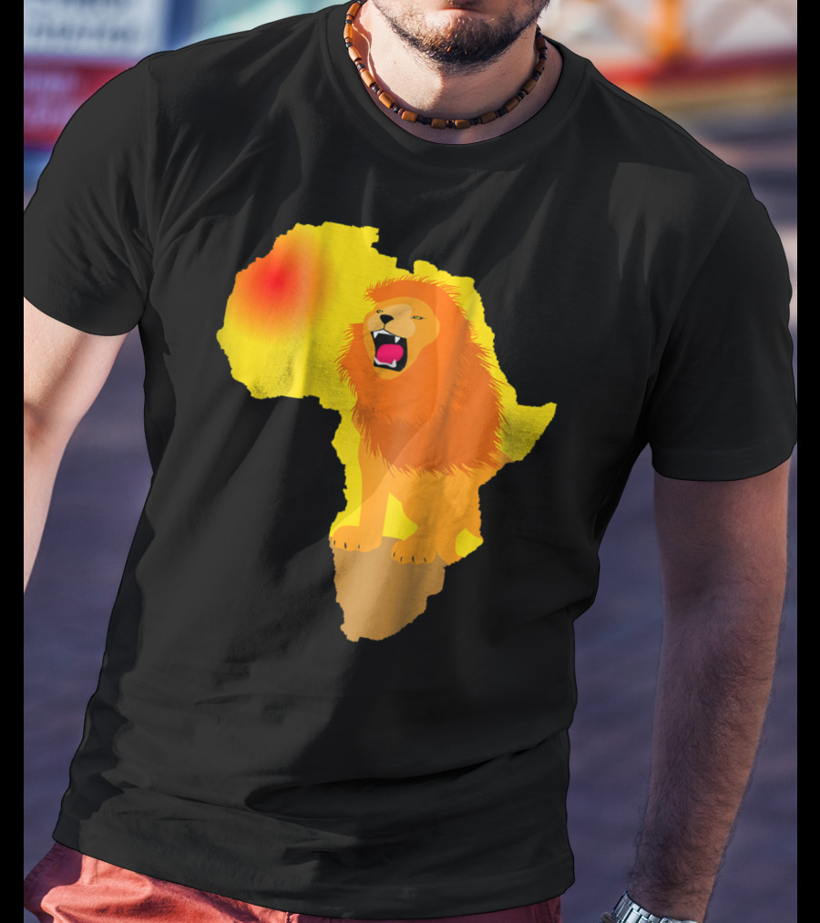Africa Lion Map Big Five Safari Dad South Animals T-Shirt
