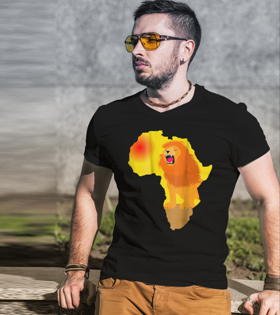 Africa Lion Map Big Five Safari Dad South Animals T-Shirt