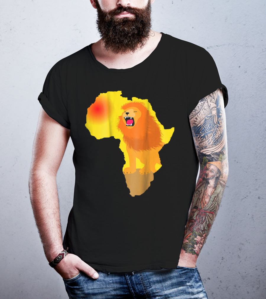 Africa Lion Map Big Five Safari Dad South Animals T-Shirt