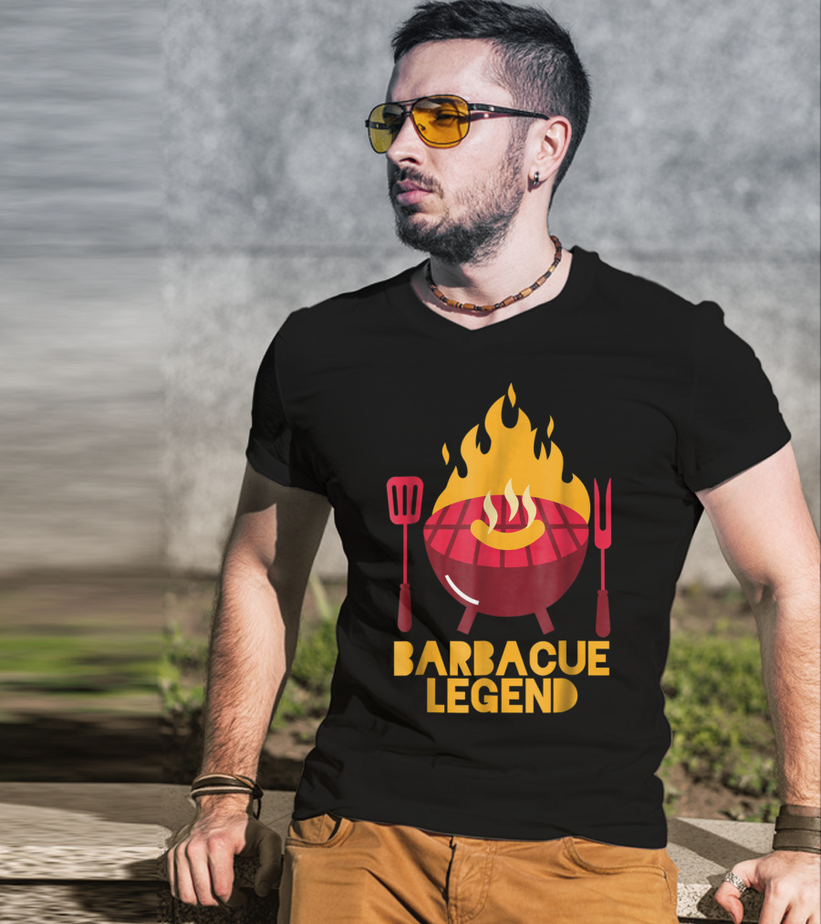 Barbecue Legend Hot BBQ Flaming Grill Grilling Dad62 T-Shirt
