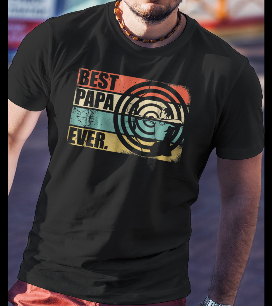 Best Papa Ever Archery Retro Target T-Shirt