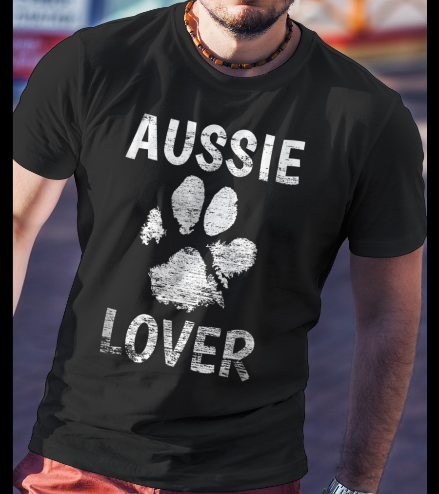 Aussie Dog Lover Australian Shepherd Paw Prints T-Shirt