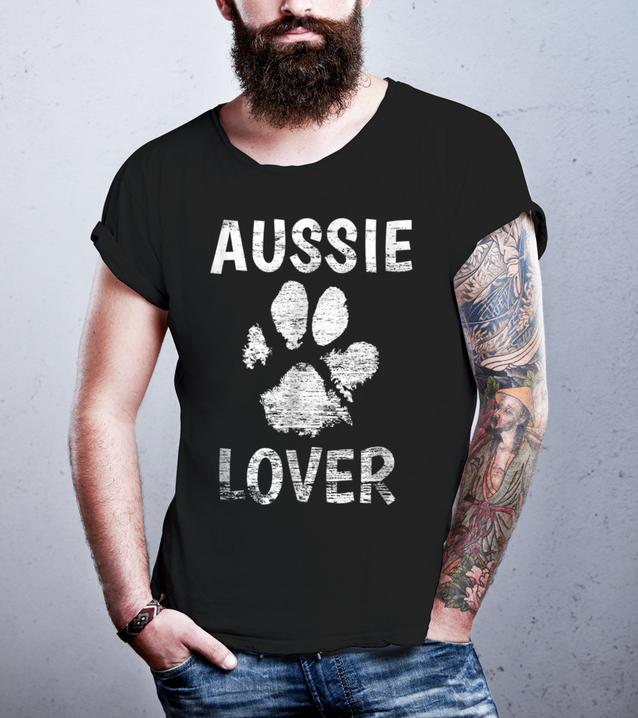 Aussie Dog Lover Australian Shepherd Paw Prints T-Shirt