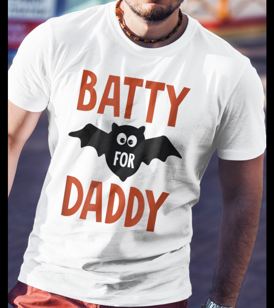 Batty For Daddy Halloween Kids Dad59 T-Shirt