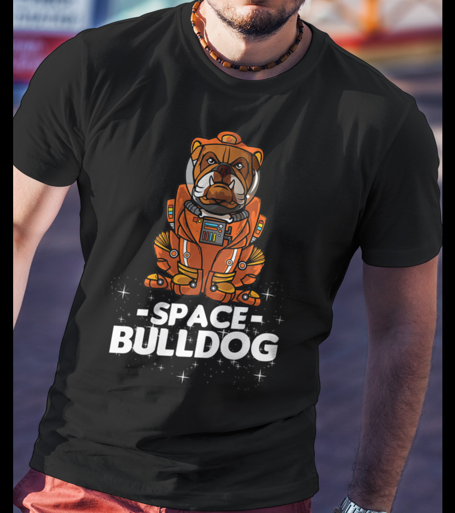 Space Bulldog In Astronaut Suit T-Shirt