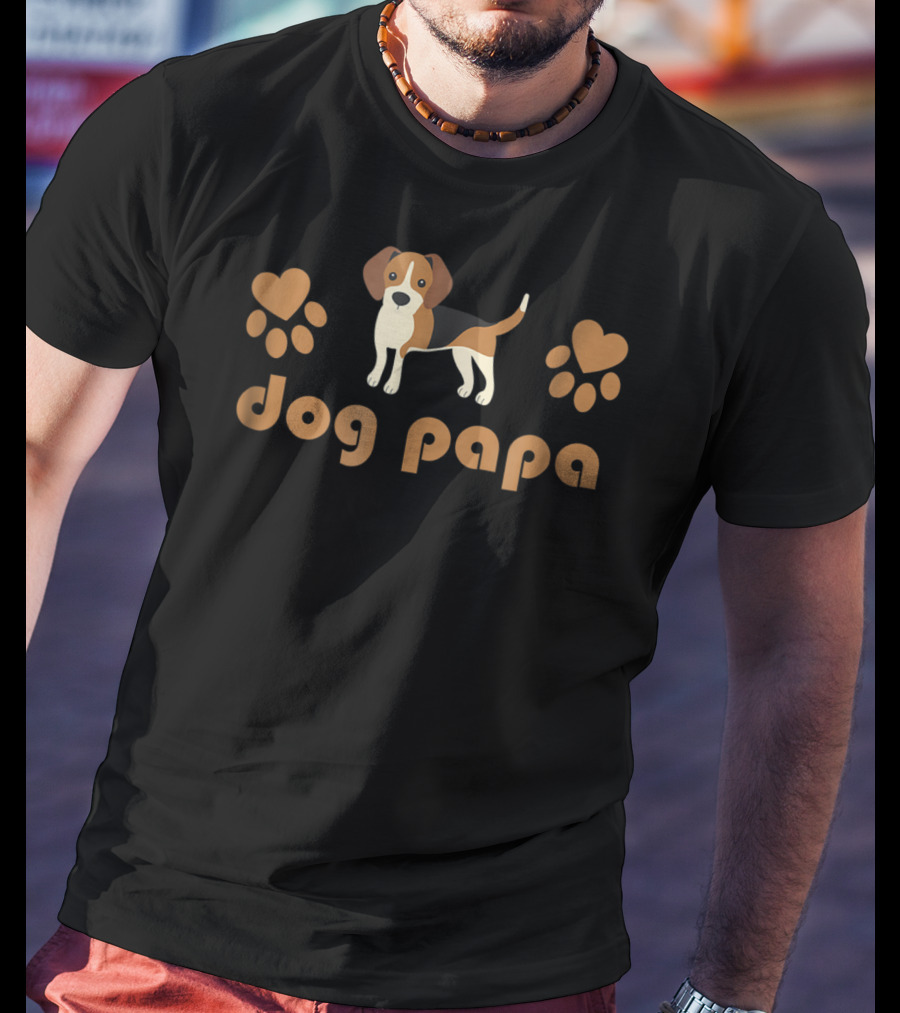 Dog Papa Beagle Dad Cute Funny Dog T-Shirt