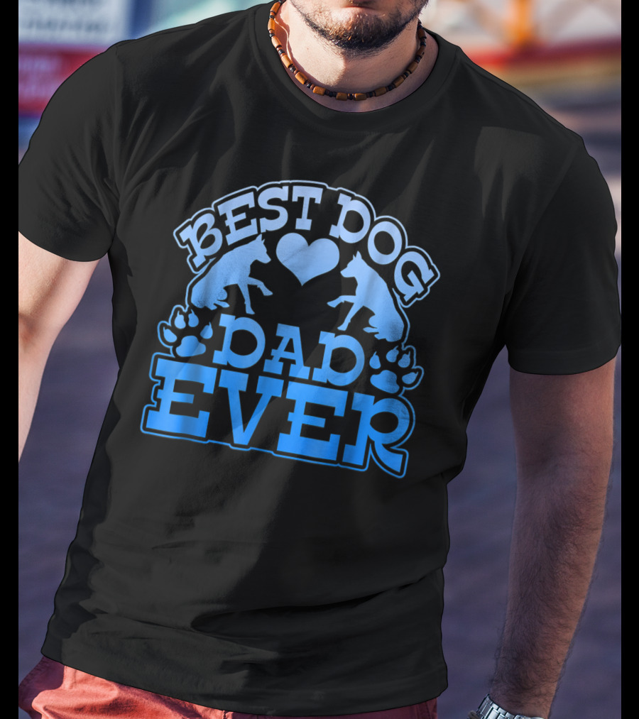 Best Dog Dad Ever Heart Paw Dogs T-Shirt