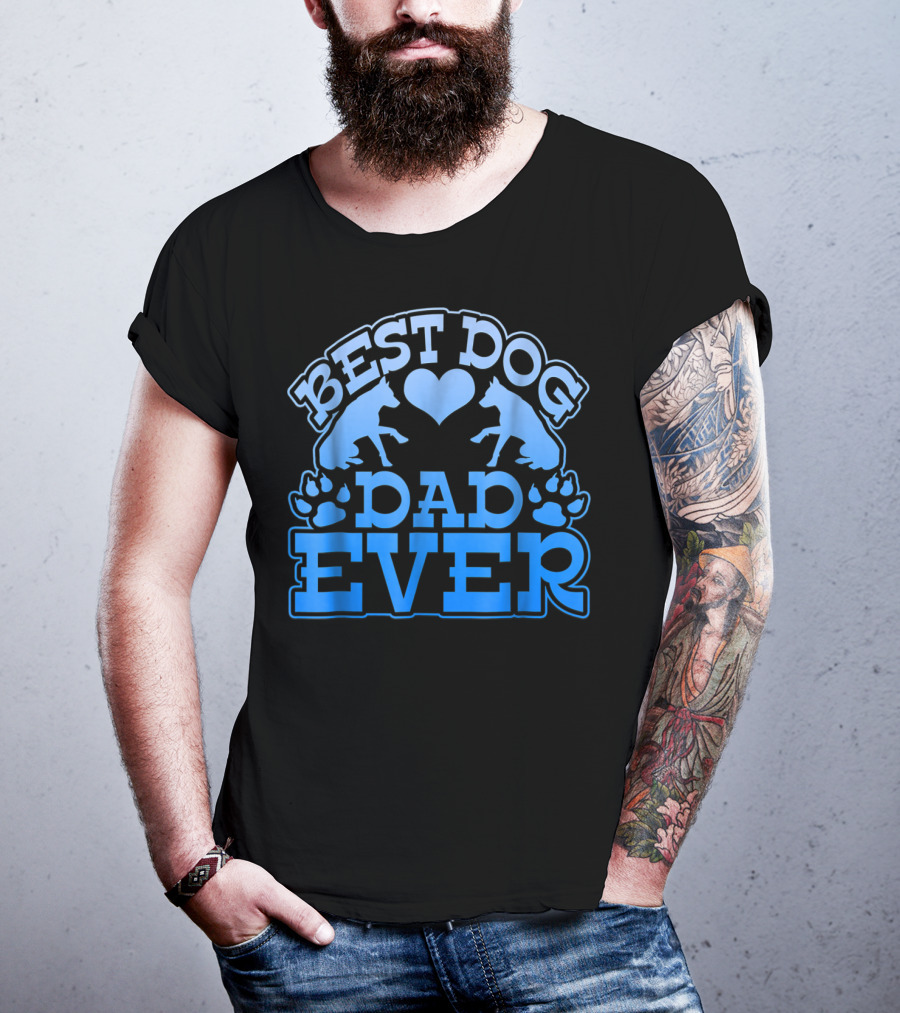 Best Dog Dad Ever Heart Paw Dogs T-Shirt