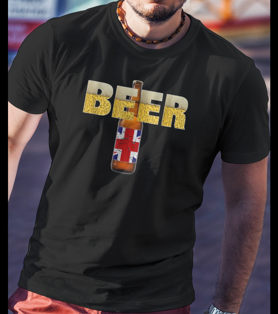 Beer Bottle British Flag Pub Crawl Brewery 29 T-Shirt