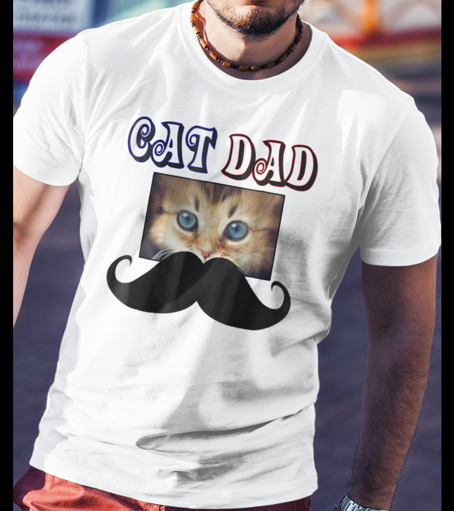 CaT Dad Love Cats76 Moustache Blue Eyed Kitten T-Shirt