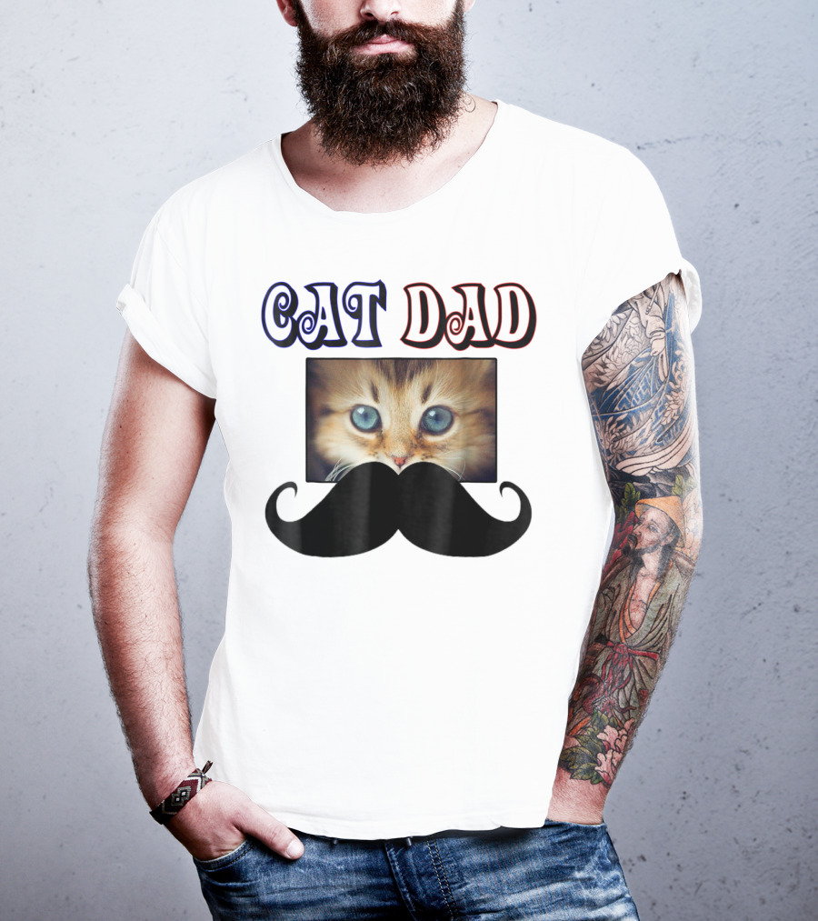 CaT Dad Love Cats76 Moustache Blue Eyed Kitten T-Shirt